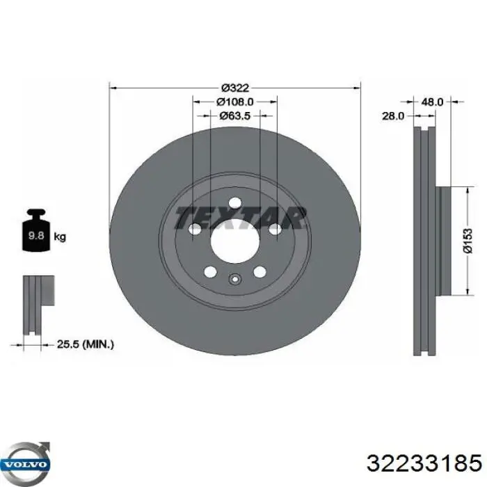 32233185 Volvo Tarcza hamulcowa przednia