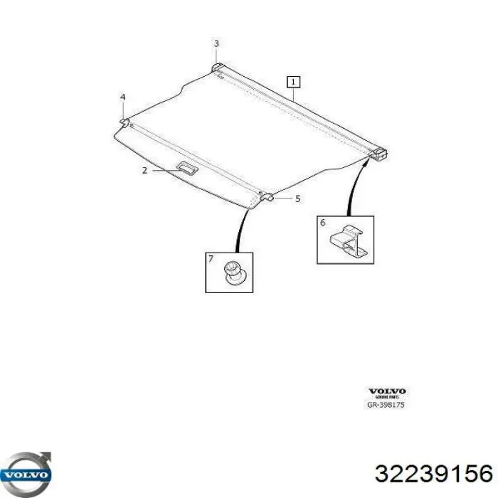 32239156 Volvo Roleta przedziału bagażnika