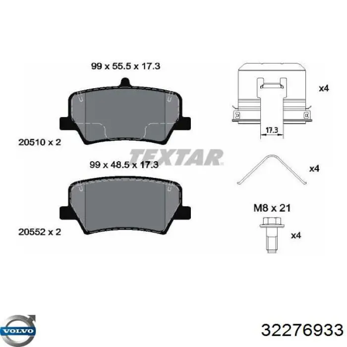 Okładziny (klocki) do hamulców tarczowych tylne Volvo 31687033 cena, od 28,77 USD