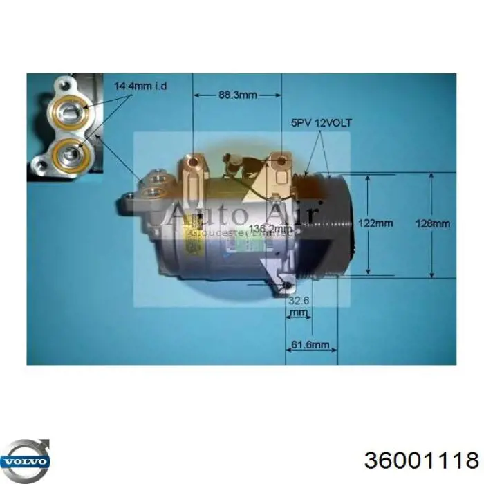 36001118 Volvo sprężarka klimatyzacji