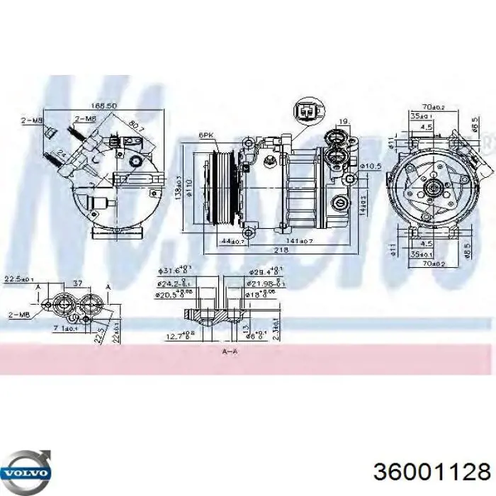 Sprężarka klimatyzacji Volvo 36001128 cena, od 203,61 USD