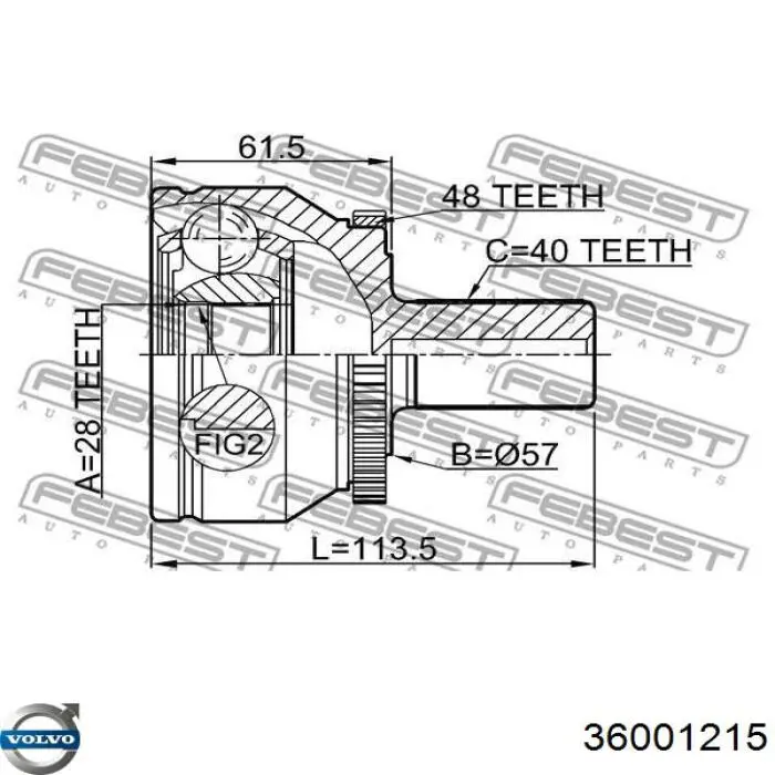 Półoś napędowa przednia lewa Volvo 36001215 cena, od 172,66 USD