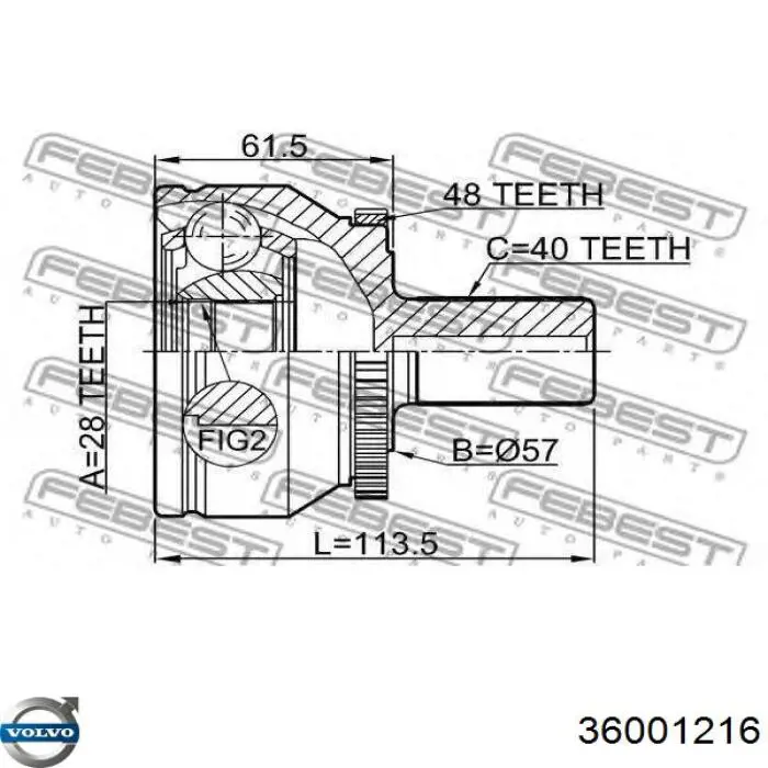 Półoś napędowa przednia lewa Volvo 36001216 cena, od 224,74 USD
