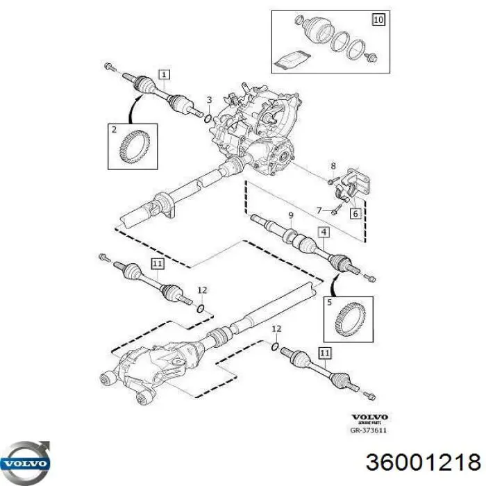 Półoś napędowa przednia prawa Volvo 36001218 cena, od 88,96 USD