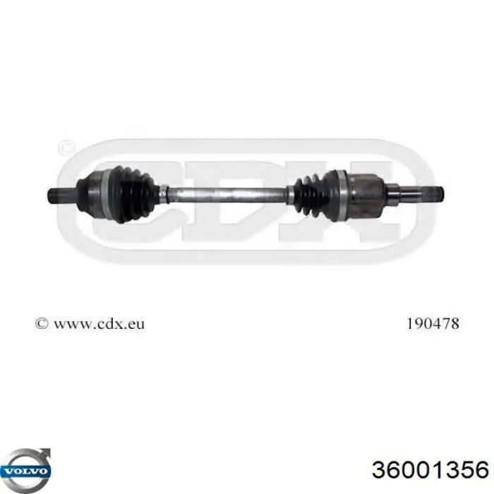 Półoś napędowa przednia lewa 36001356 Volvo