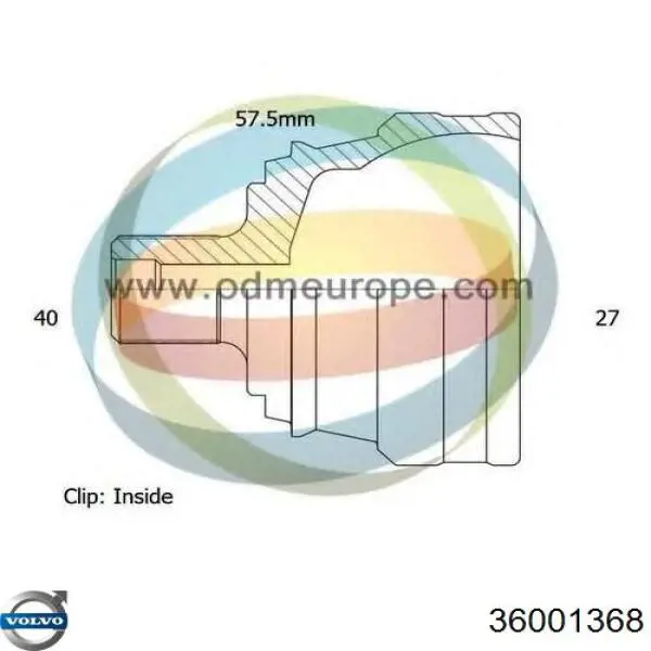 Do koszyka 36001368 Volvo Półoś napędowa przednia lewa