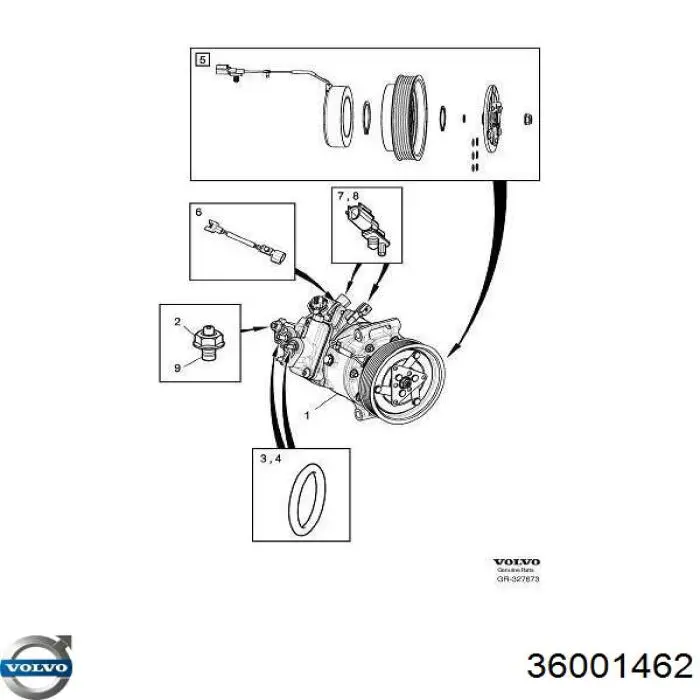 Sprężarka klimatyzacji Volvo 36001462 cena, od 304,76 USD