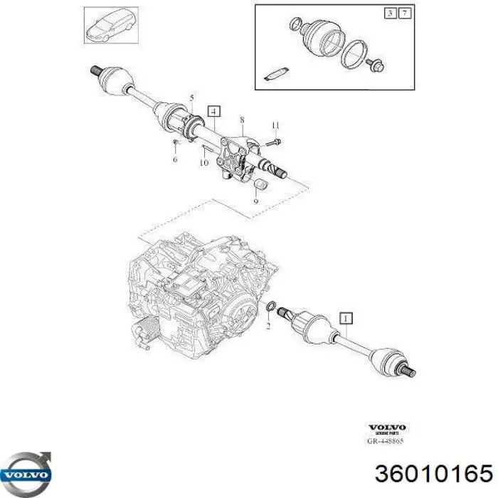 36010165 Volvo Przegub homokinetyczny wewnętrzny przedni prawy