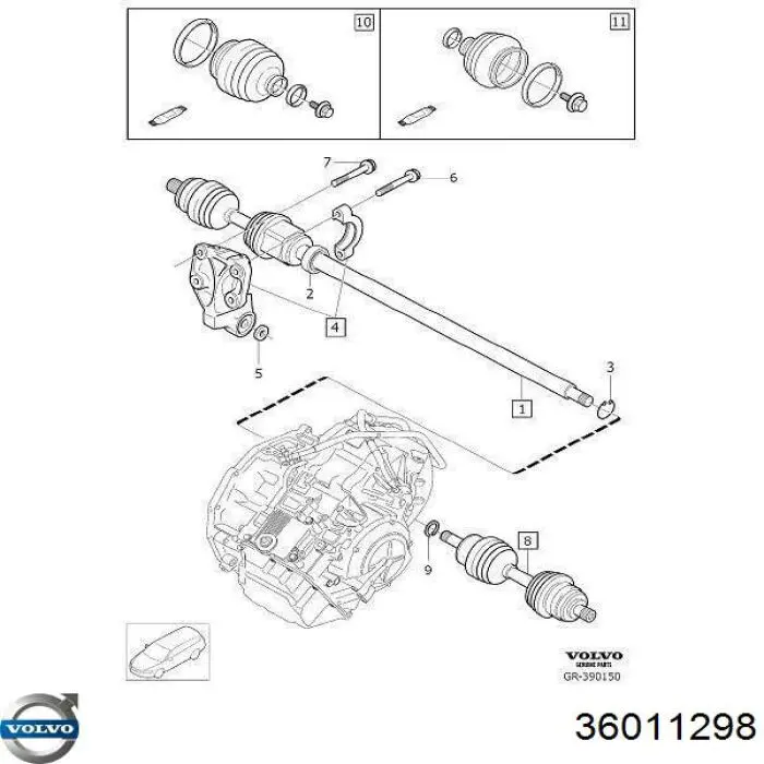 36011298 Volvo Półoś napędowa przednia prawa