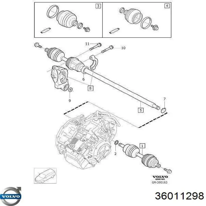 Półoś napędowa przednia prawa Volvo 36011298 cena, od 170,26 USD