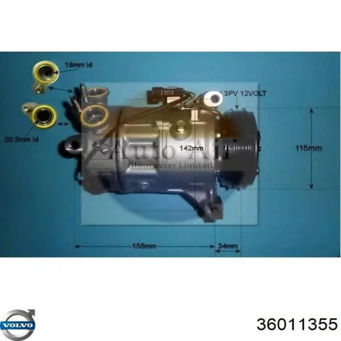 Sprężarka klimatyzacji Volvo 36011355 cena, od 365,92 USD