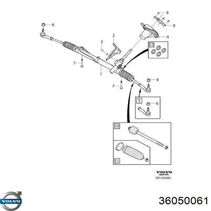 36001632 Volvo Listwa kierownicza (maglownica)