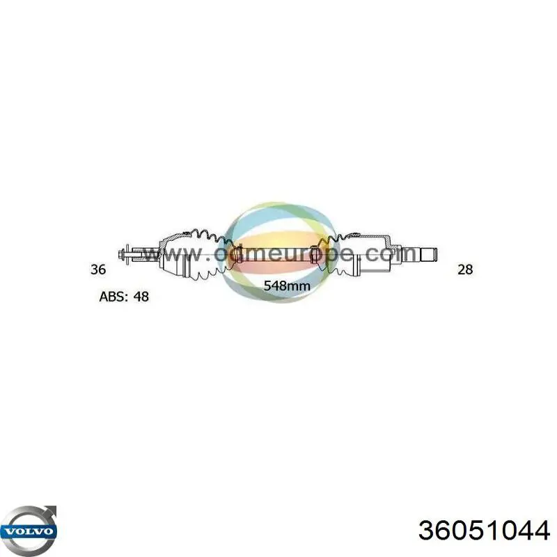 Półoś napędowa przednia lewa Volvo 36051044 cena, od 134,31 USD