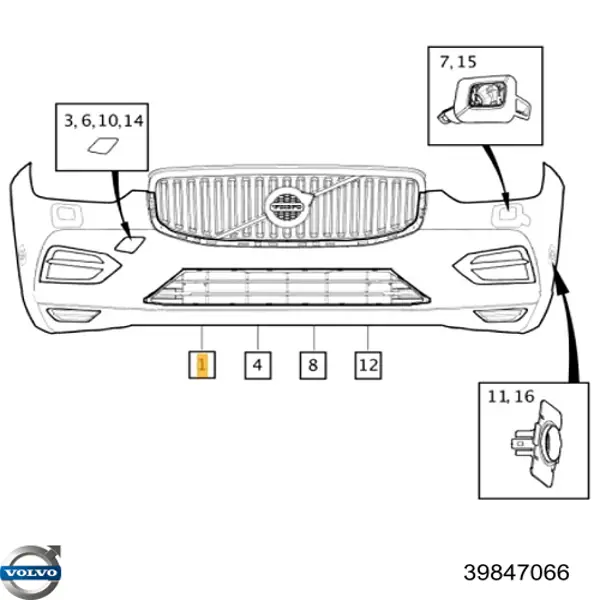 Zderzak przedni Volvo 39847066 cena, od 1688,71 USD