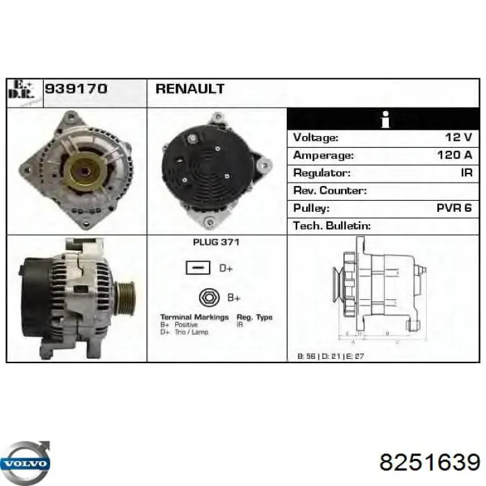 8251639 Volvo Alternator