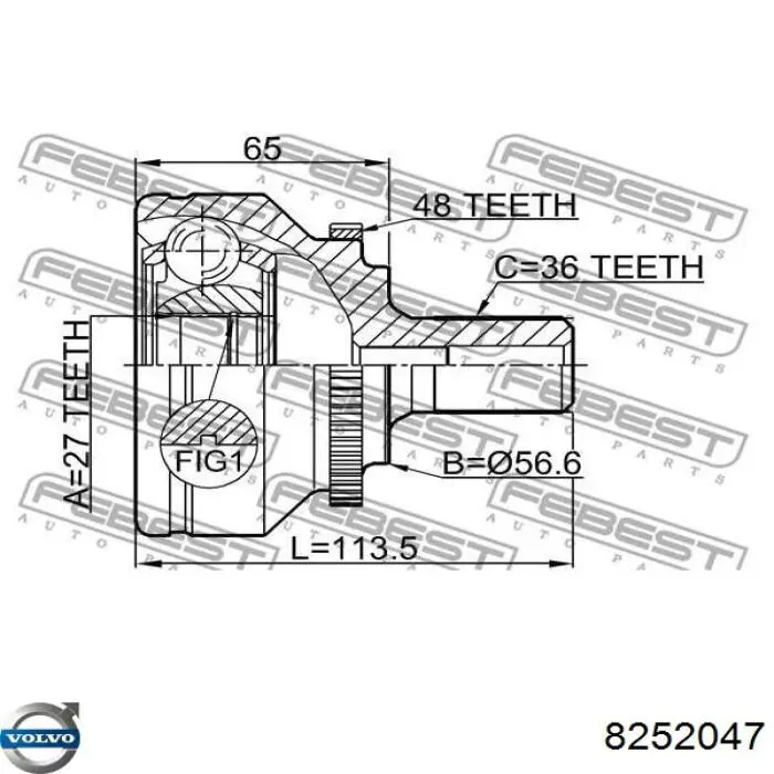 Półoś napędowa przednia prawa Volvo 8252047 cena, od 130,42 USD