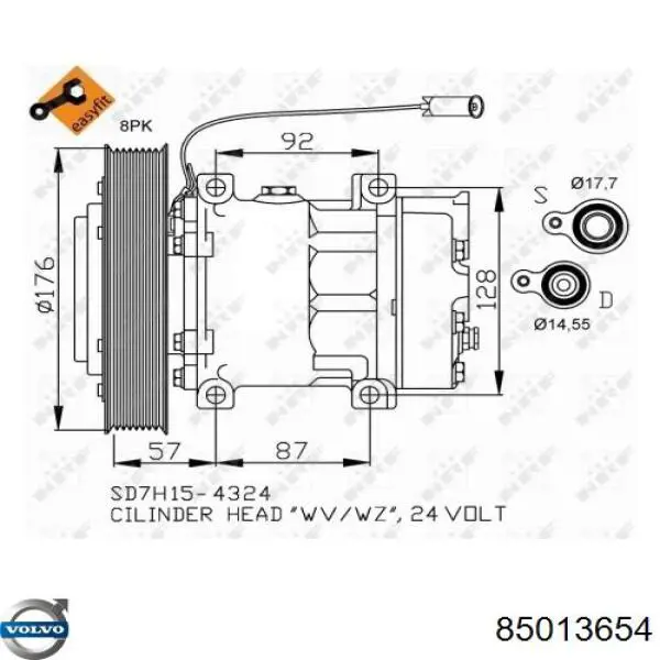 Do koszyka 85013654 Volvo Sprężarka klimatyzacji