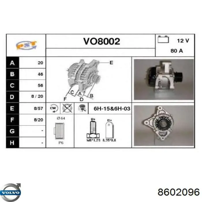 Alternator Volvo 0123315021 cena, od 73,21 USD