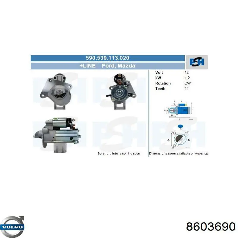 Rozrusznik Volvo 8603690 cena, od 59,83 USD