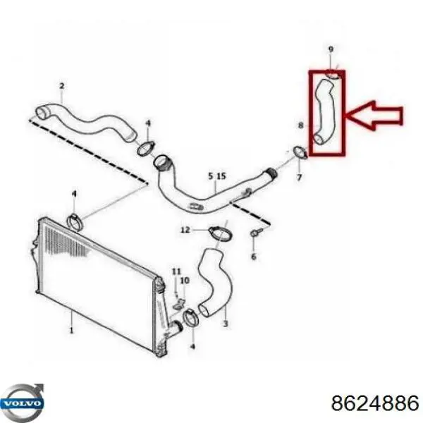 8624886 Volvo Przewód (króciec) intercoolera