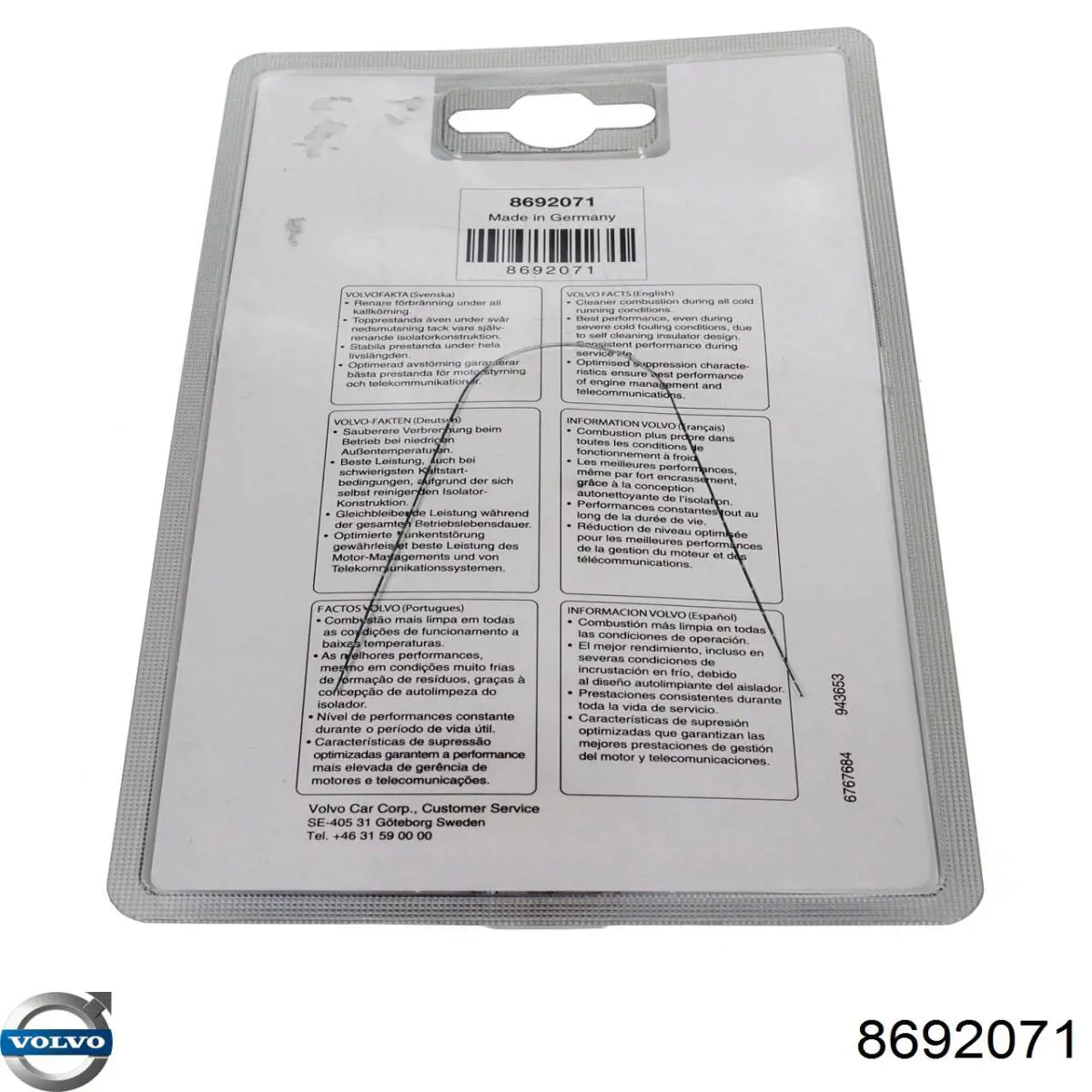 Do koszyka 8692071 Volvo Świeca zapłonowa