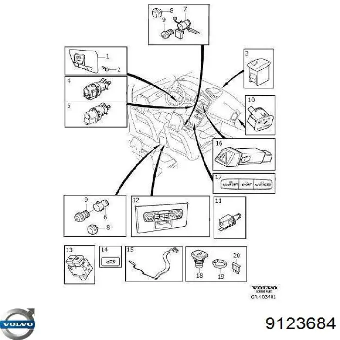 Przycisk włączania światła awaryjnego Volvo S40 II sedana (MS) (2004 - 2012) cena, od 54,70 USD