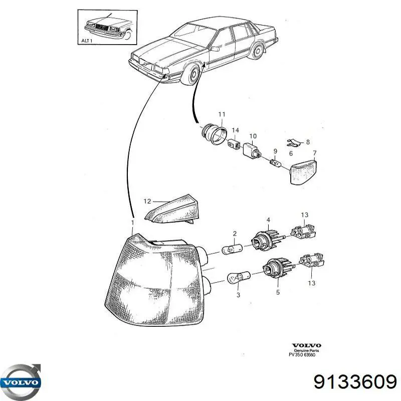 Powtarzacz kierunkowskazu na błotniku Volvo V40 kombi (VW) (1995 - 2004) cena, od 31,68 USD