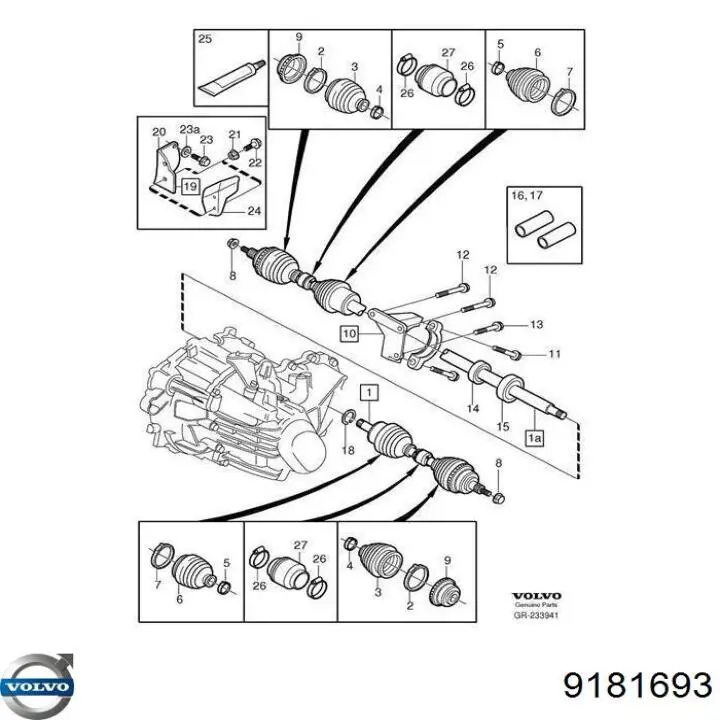 9181693 Volvo łożysko podwieszane półosi przedniej