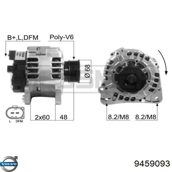 Alternator Volvo 9459093 cena, od 146,42 USD
