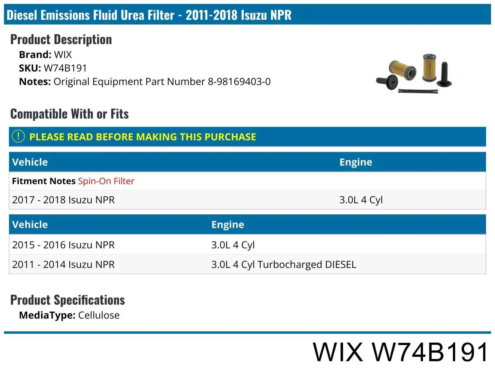 W74B191 WIX Filtr AdBlue