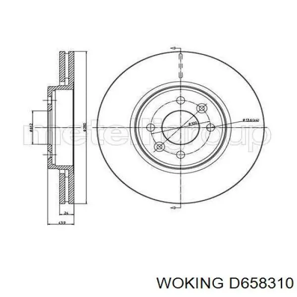 Do koszyka D658310 Woking Tarcza hamulcowa przednia