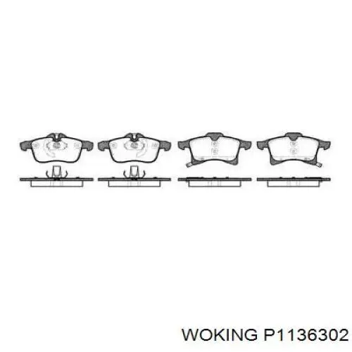 Klocki hamulcowe przednie tarczowe Woking P1136302 cena, od 29,38 USD