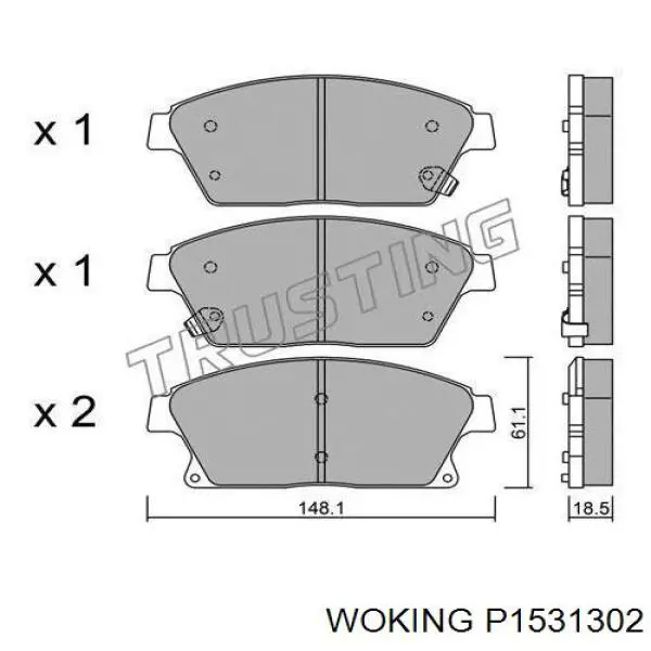 Klocki hamulcowe przednie tarczowe Woking P1531302 cena, od 27,27 USD
