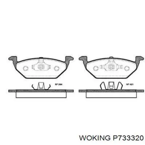 Klocki hamulcowe przednie tarczowe Woking P733320 cena, od 21,55 USD