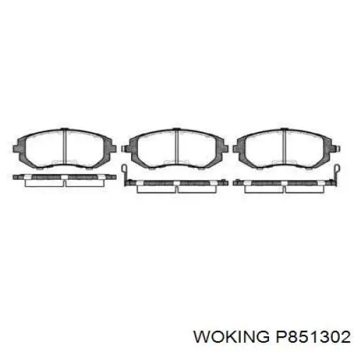 Klocki hamulcowe przednie tarczowe Woking P851302 cena, od 35,31 USD