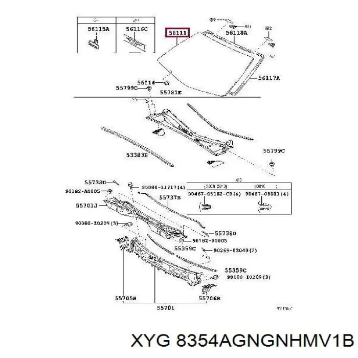 Szyba przednia XYG 8354AGNGNHMV1B cena, od 124,98 USD