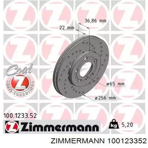 Tarcza hamulcowa przednia Zimmermann 100123352 cena, od 74,99 USD