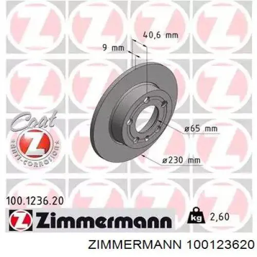 Tarcza hamulcowa tylna Zimmermann 100123620 cena, od 55,52 USD