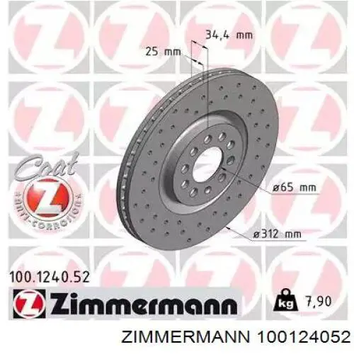 Tarcza hamulcowa przednia Zimmermann 100124052 cena, od 86,94 USD