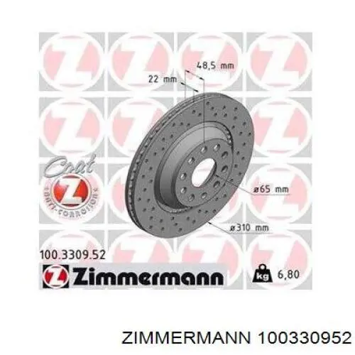 Do koszyka 100330952 Zimmermann Tarcza hamulcowa tylna