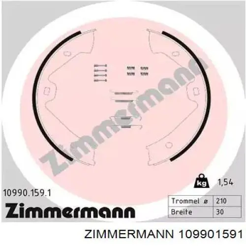 Klocki hamulca ręcznego Zimmermann 109901591 cena, od 46,29 USD