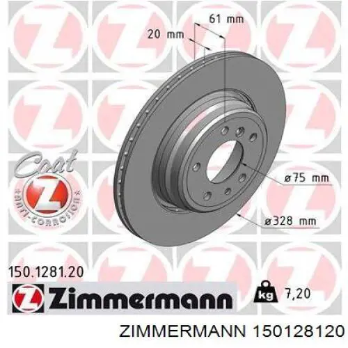 150128120 Zimmermann tarcza hamulcowa tylna