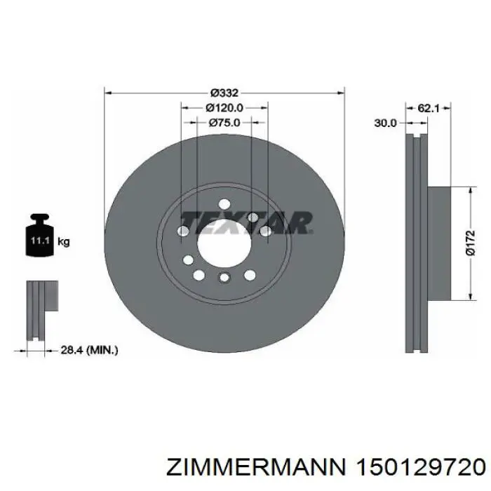 Do koszyka 150129720 Zimmermann Tarcza hamulcowa przednia