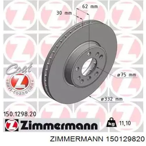 Tarcza hamulcowa przednia Zimmermann 150129820 cena, od 88,03 USD