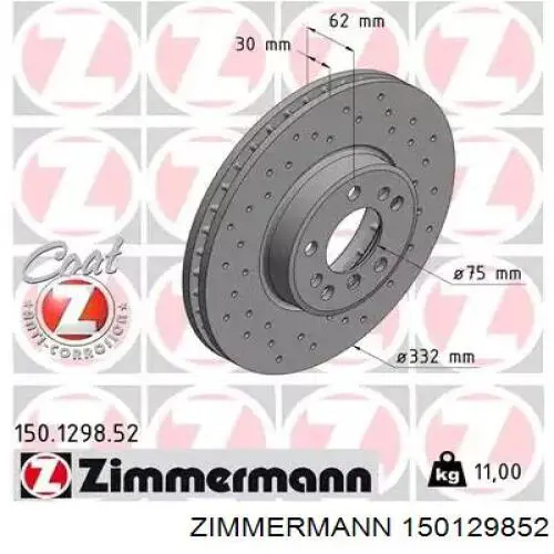 Tarcza hamulcowa przednia Zimmermann 150129852 cena, od 93,18 USD