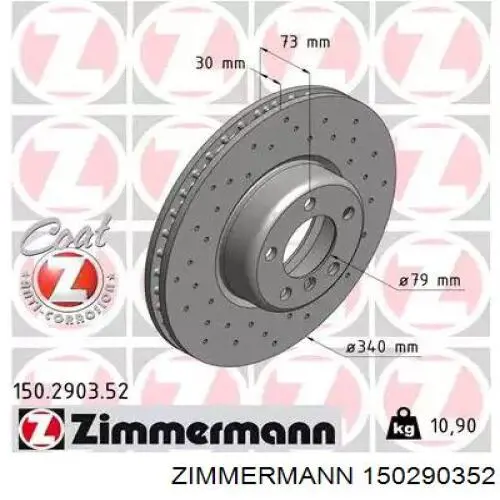 150290352 Zimmermann tarcza hamulcowa przednia