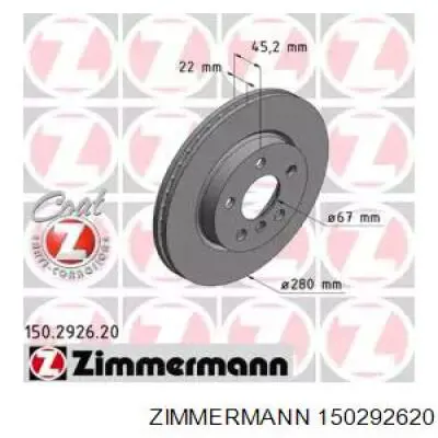 150.2926.20 Zimmermann tarcza hamulcowa przednia