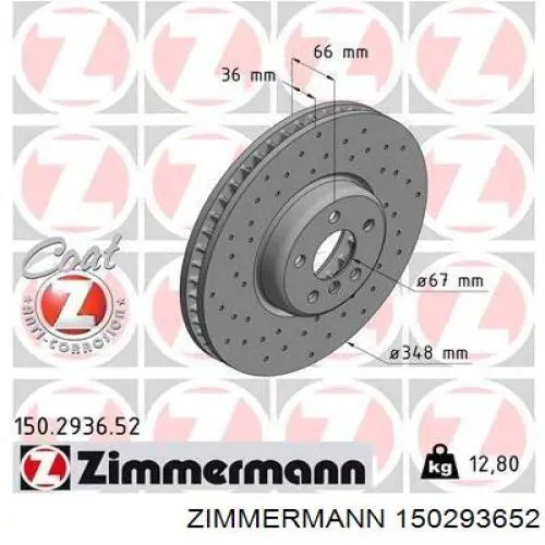 150293652 Zimmermann Tarcza hamulcowa przednia