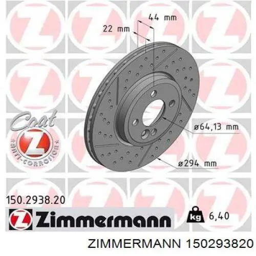 Tarcza hamulcowa przednia Zimmermann 150293820 cena, od 59,53 USD