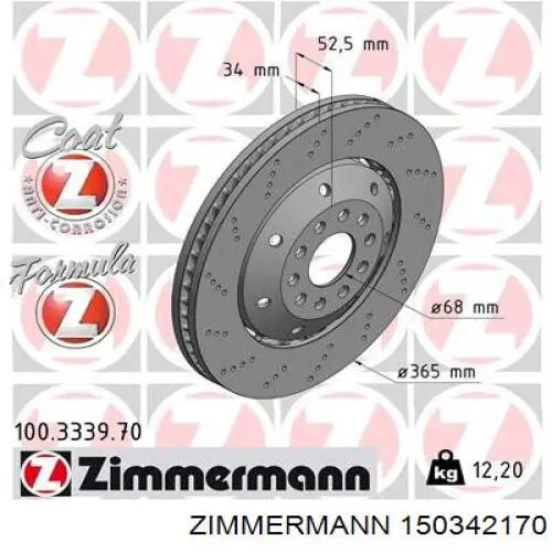 Tarcza hamulcowa tylna Zimmermann 150342170 cena, od 441,80 USD